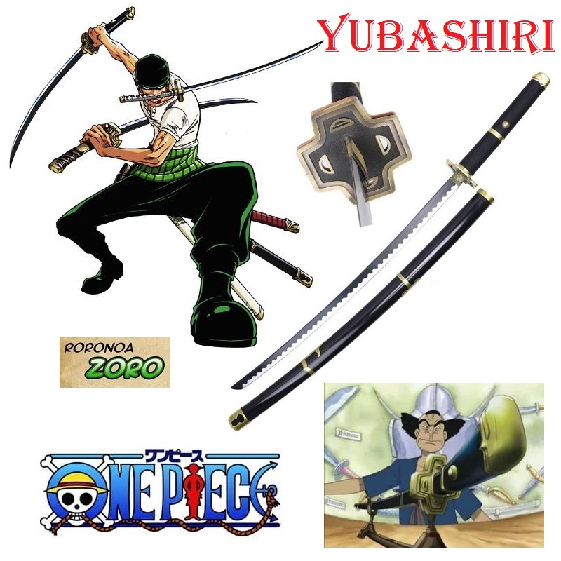 Katana yubashiri per cosplay - spada giapponese fantasy da collezione neve cadente di roronoa zoro della serie anime e manga one piece.