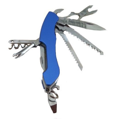 Coltello Multiuso ST02 con 12 funzioni colore Blu - coltellino svizzero con dodici usi