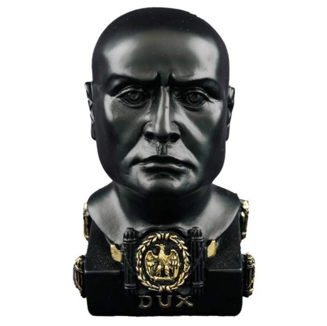 Busto dux modello 1 - busto nero del duce benito mussolini con simboli fascisti.