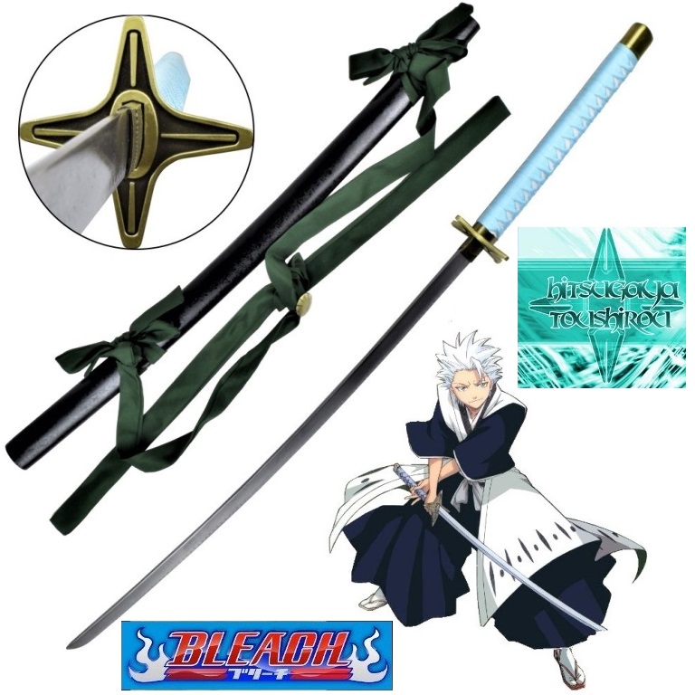 Katana hyorinmaru per cosplay - zanpakuto da collezione di toshiro hitsugaya della serie anime e manga bleach - spada fantasy luna piena congelata.