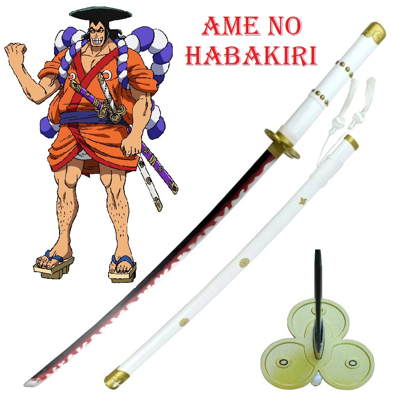 Katana ame no abakiri per cosplay - spada giapponese fantasy da collezione ammazza-serpenti di kozuki oden della serie anime e manga one piece.