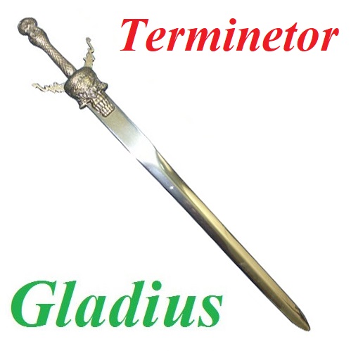Mini spada terminator - miniatura da collezione di spada fantasy apocalittica in acciaio spagnolo - marca gladius.
