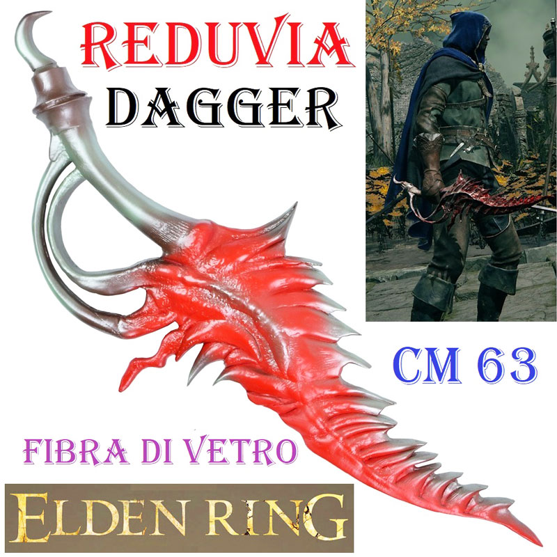 Reduvia dagger per cosplay in fibra di vetro - pugnale fantasy ornamentale da collezione del videogioco elden ring.