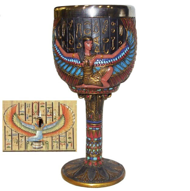 Calice di iside - coppa fantasy da collezione della dea egiziana aset in metallo e resina.