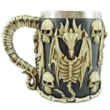 Boccale Skeleton of Dragon  - coppa fantasy da collezione con teschi e scheletri di drago