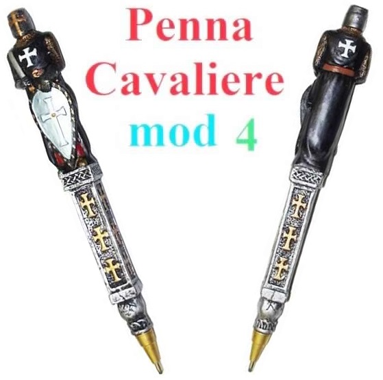 Penna cavaliere modello 4 - penna da collezione con cavaliere ospitaliero dipinto a mano.