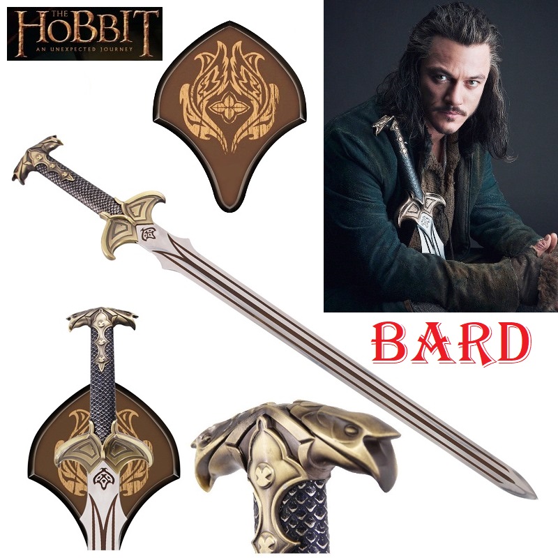 Spada di bard con espositore da parete per cosplay - spada fantasy da collezione del regno di dale dal film lo hobbit.