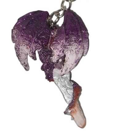 Portachiavi Drago Viola - miniatura in resina di drago viola da collezione con portachiavi