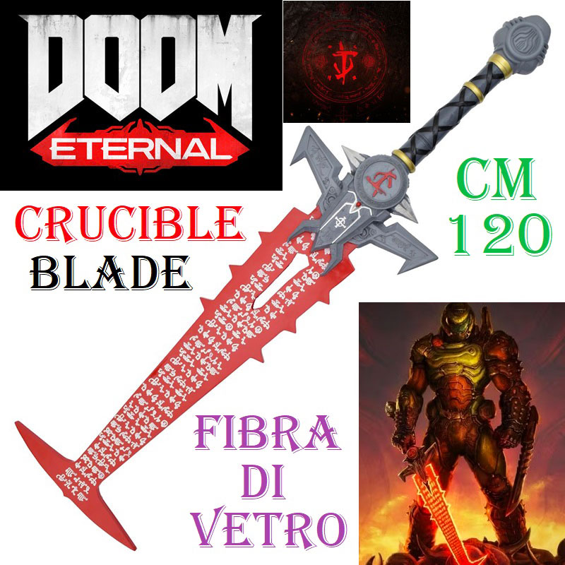Spada crucible blade per cosplay in fibra di vetro - spadone fantasy ornamentale da collezione lama del crogiolo del doom slayer del videogioco doom eternal.