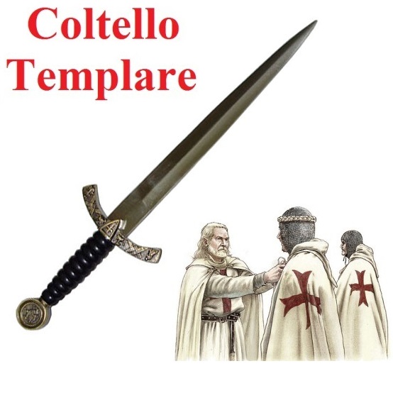 Coltello templare - pugnale storico da collezione di cavaliere templare con fodero e scatola espositore.