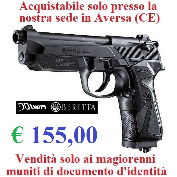 Pistola co2 beretta 90 two - potenza inferiore ai 7,5 joule - marca umarex - versione depotenziata di libera vendita a maggiorenni .