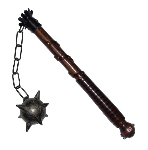 Mazzafrusto a una testa - replica di mazza medievale con 1 palla chiodata per battaglie a cavallo .
