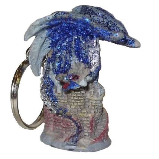 Portachiavi drago blu - miniatura in resina di drago blu da collezione con portachiavi.