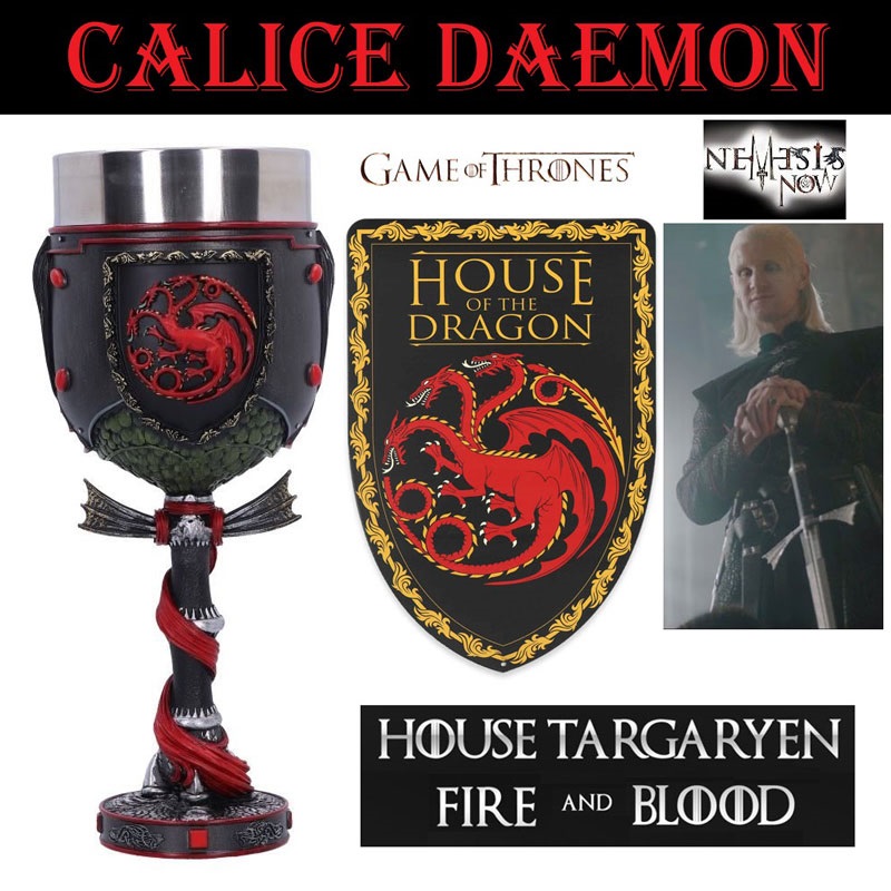 Coppa daemon targaryen -  calice fantasy da collezione riproduzione ufficiale della serie televisiva house of the dragon marca nemesis now .