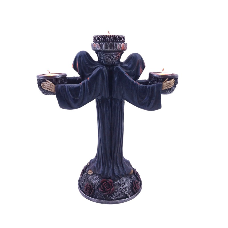 Portacandele angelo della morte per tea light da collezione - soprammobile ornamentale umoristico raffigurante l'angelo oscuro della morte con 3 candele aromatiche tealight.