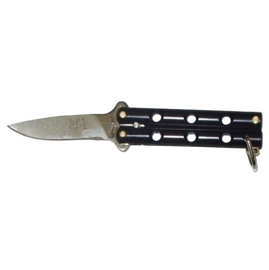 Mini balisong nero fox - mini coltello butterfly da collezione - replica in miniatura di coltello a farfalla.