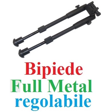 Bipiede regolabile in metallo con slitta da 22 mm per fucili ed armi softair e vere.