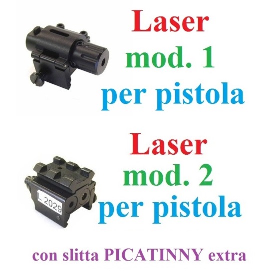 Puntatore laser professionale  per pistole e armi softair e vere con slitte da 22 mm.