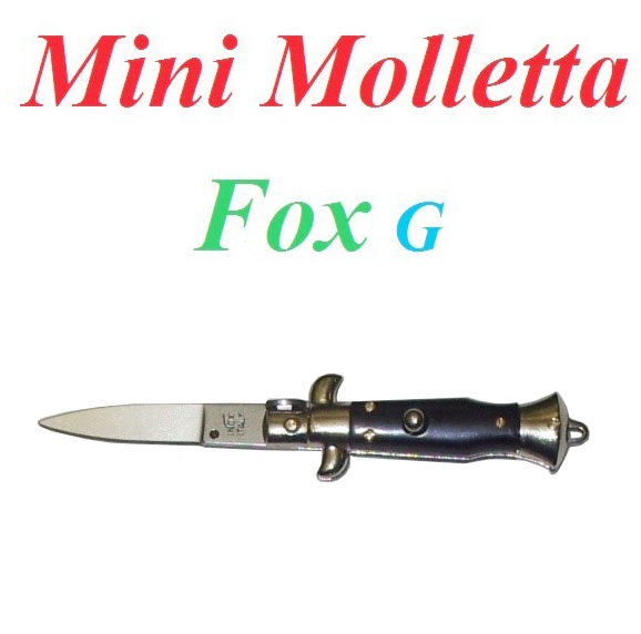 Mini molletta siciliana fox modello g con impugnatura nera - mini coltello siciliano da collezione - replica in miniatura di coltello a scatto siciliano.