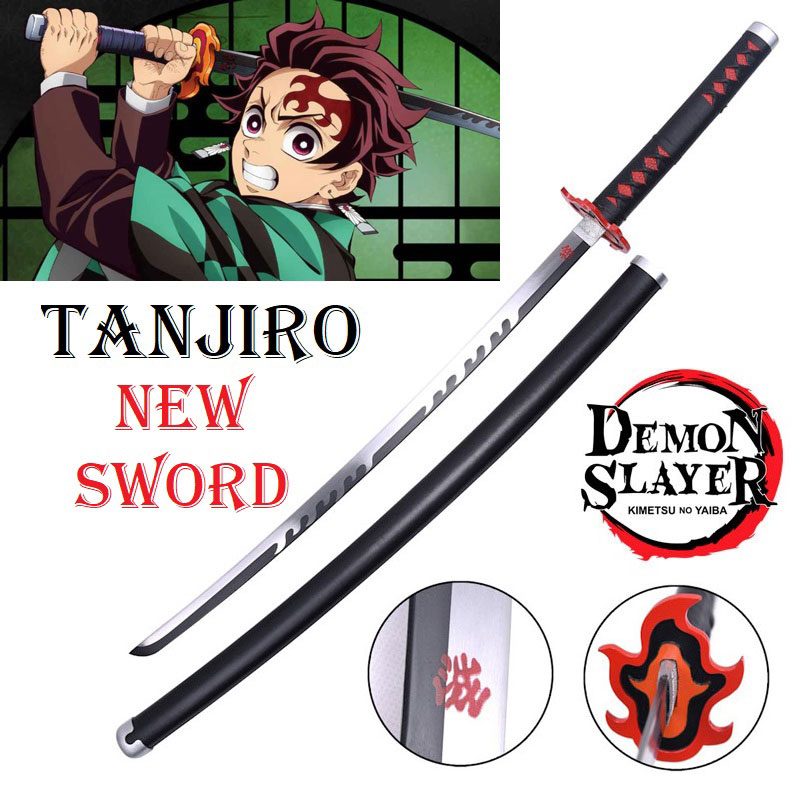 Nuova katana nichirin ammazzademoni di tanjiro kamado per cosplay - spada giapponese fantasy ornamentale da collezione della serie anime e manga demon slayer.