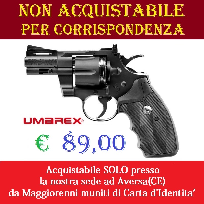 Pistola co2 revolver colt python 357 da 2,5 pollici - potenza inferiore ai 7,5 joule - marca umarex -versione depotenziata di libera vendita a maggiorenni .