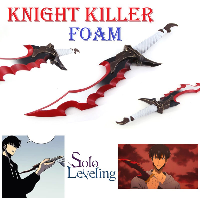 Knight killer di sung jinwoo in foam per cosplay - pugnale fantasy ornamentale ammazza-cavalieri in gomma da collezione della serie manga,anime e videogiochi solo leveling.