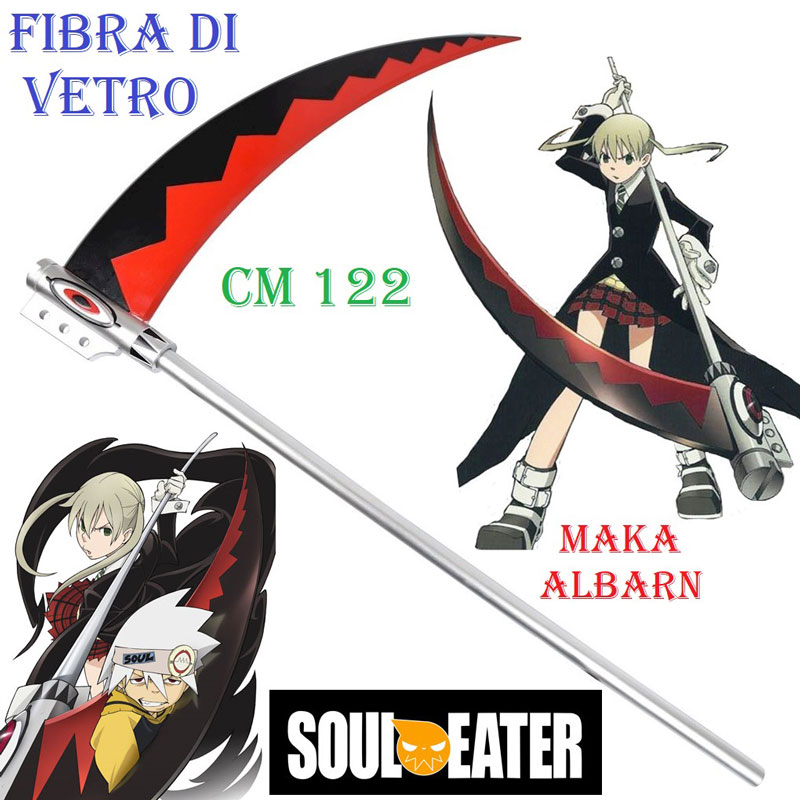 Falce soul di maka albarn per cosplay - grande falce ornamentale fantasy soul evans da collezione della serie anime e manga soul eater.