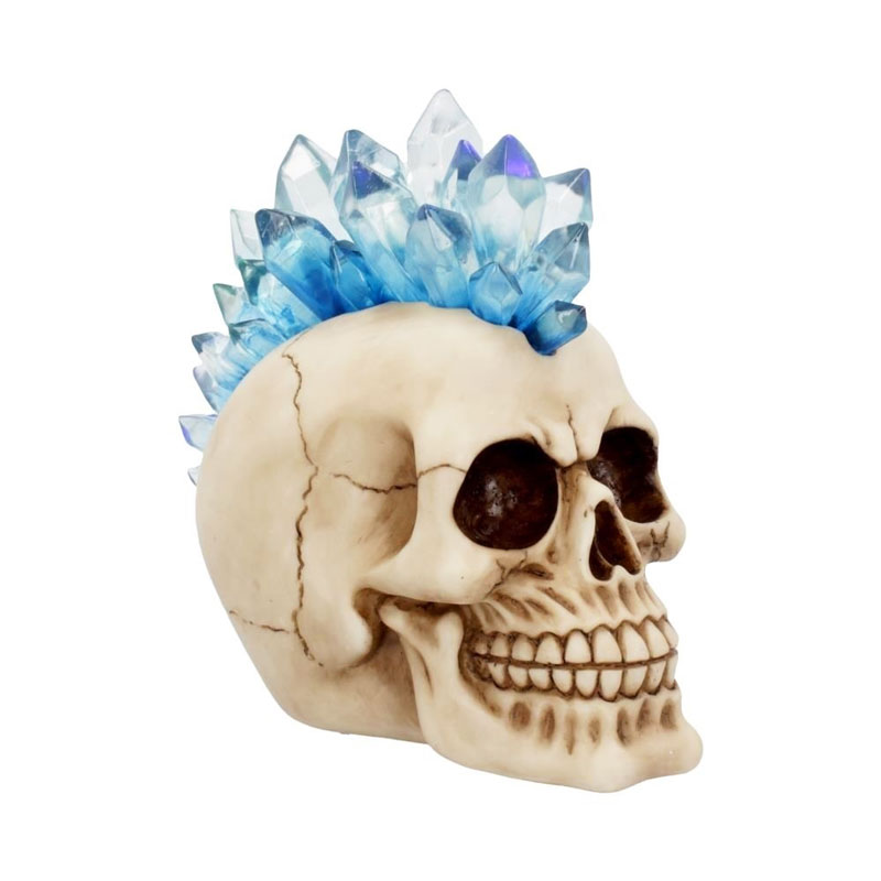 Teschio crystal crest da collezione - soprammobile ornamentale umoristico a forma di cranio umano con cresta di cristallo luminosa a led multicolore.