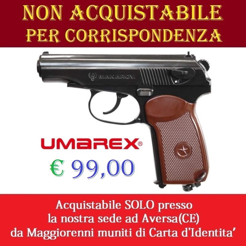 Pistola co2 makarov - potenza inferiore ai 7,5 joule - marca umarex -versione depotenziata di libera vendita a maggiorenni .