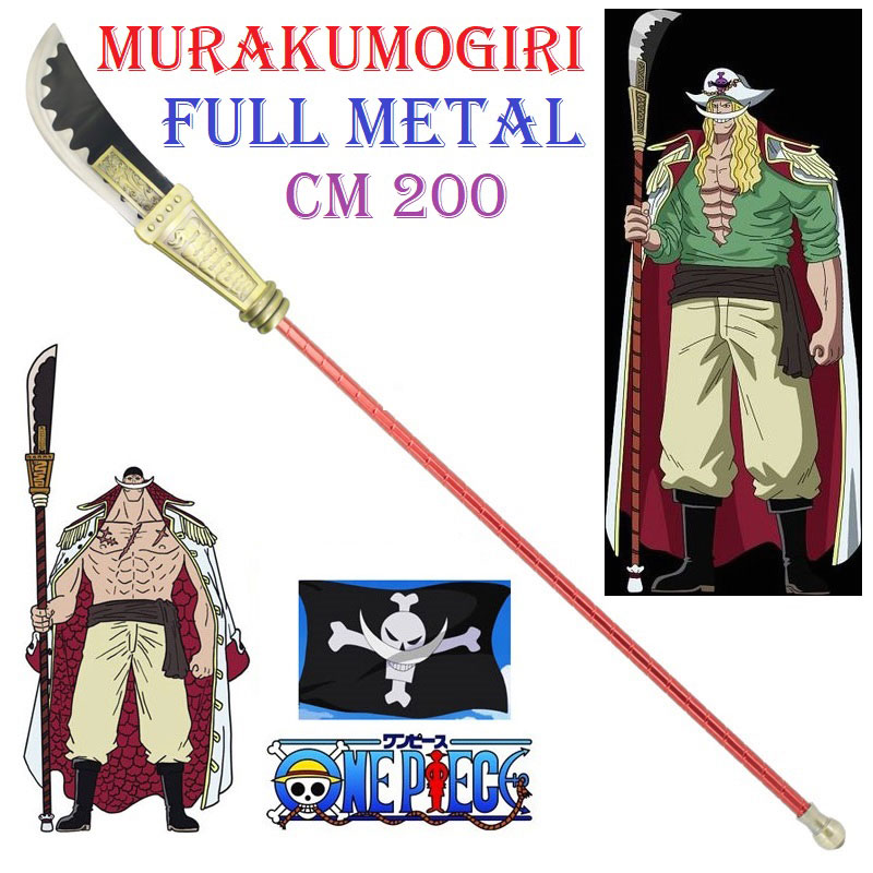 Lancia murakumogiri di barbabianca in metallo per cosplay - bisento fantasy ornamentale da collezione dell'imperatore pirata edward newgate della serie anime e manga one piece .