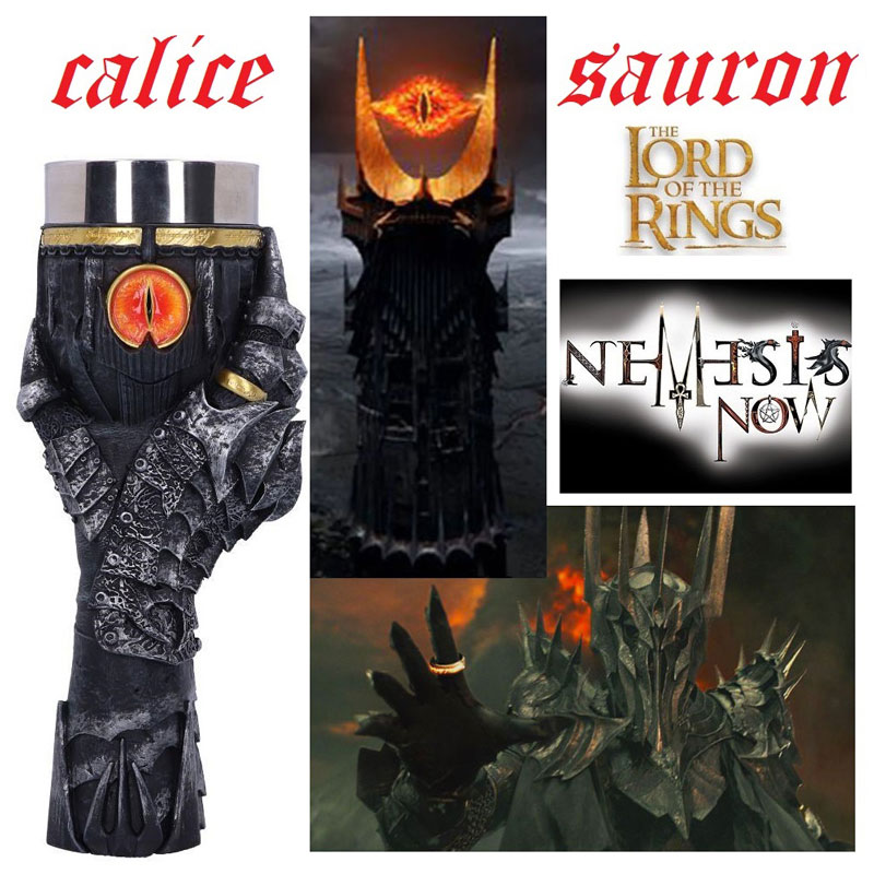 Calice sauron lord of the rings - coppa fantasy da collezione riproduzione ufficiale della saga di film il signore degli anelli marca nemesis now .