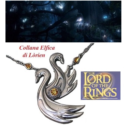 Collana elfica cigni di lorien - riproduzione ufficiale new line cinema del film il signore degli anelli.