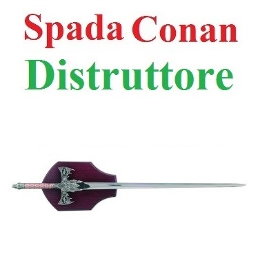 Spada conan il distruttore per cospaly -  spada fantasy da collezione con espositore da parete dedicata al film conan il distruttore.