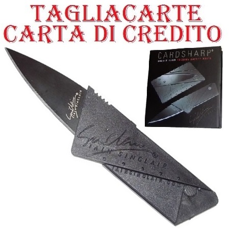 Tagliacarte carta di credito coltello con lama nera.