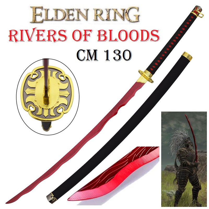 Katana rivers of bloods per cosplay - spada magica giapponese fantasy fiumi di sangue ornamentale da collezione del videogioco elden ring.
