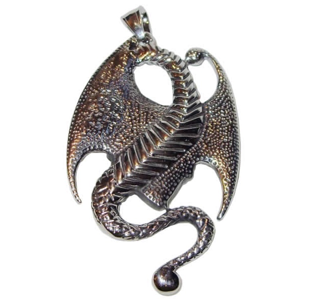 Ciondolo Drakon - collana fantasy da collezione con drago e gemme nere - prodotto 100% italiano