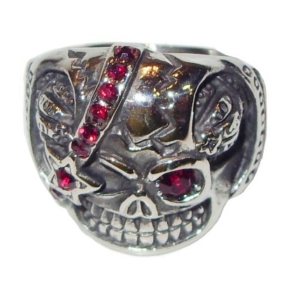 Anello skull eye - anello fantasy con teschio e gemme rosse - prodotto 100%  italiano.
