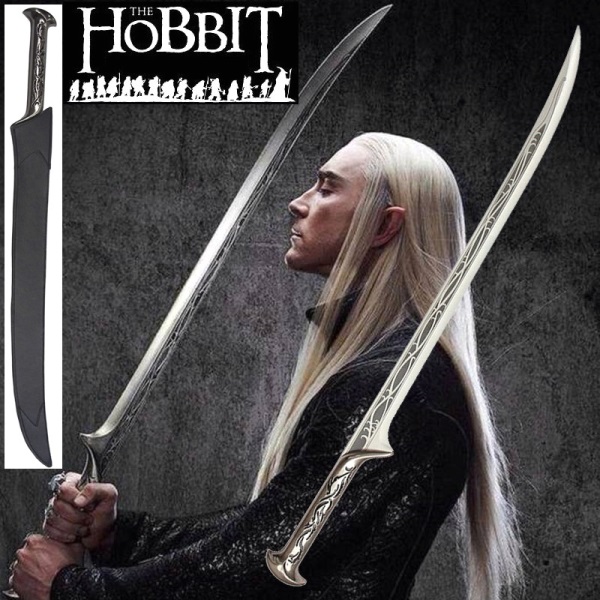 Spada di re thranduil oropherion con fodero per cosplay - spada fantasy da collezione di re elfico dei film lo hobbit .