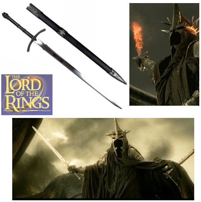 Spada del re stregone di angmar per cosplay - spada fantasy da collezione con fodero del capo dei nazgul o spettri dell'anello del film il signore degli anelli .