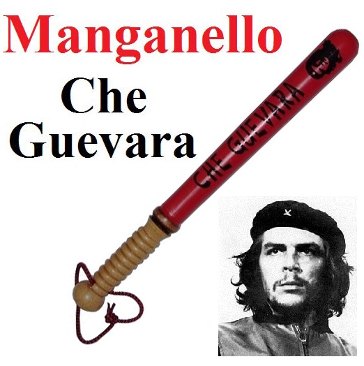 Souvenir manganello che guevara - replica da collezione di mazzacorta militare in legno rosso con decorazioni del che.