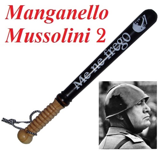 Souvenir manganello mussolini numero due(2) - replica da collezione di mazzacorta militare in legno nero con decorazioni fasciste.