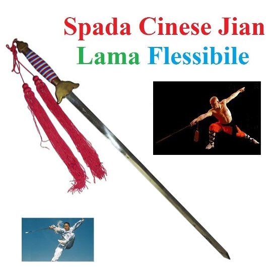 Spada cinese jian con lama flessibile - spada per arti marziali con lama flessibile di buona qualit con filo in acciaio armonico.