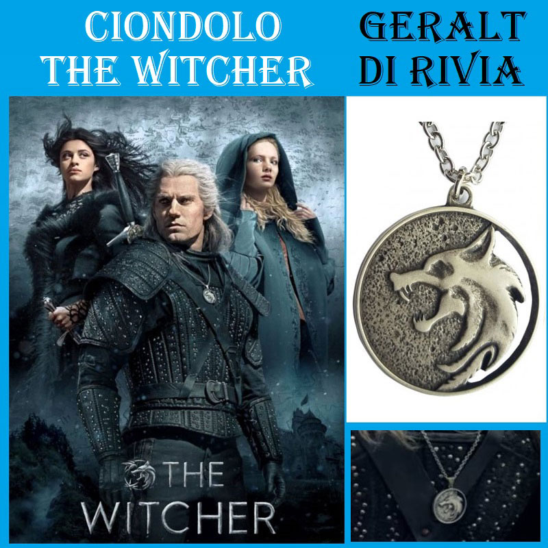 Ciondolo del lupo di geralt di rivia per cosplay - medaglione fantasy ornamentale da collezione dello strigo gwynbleidd della serie televisiva the witcher.
