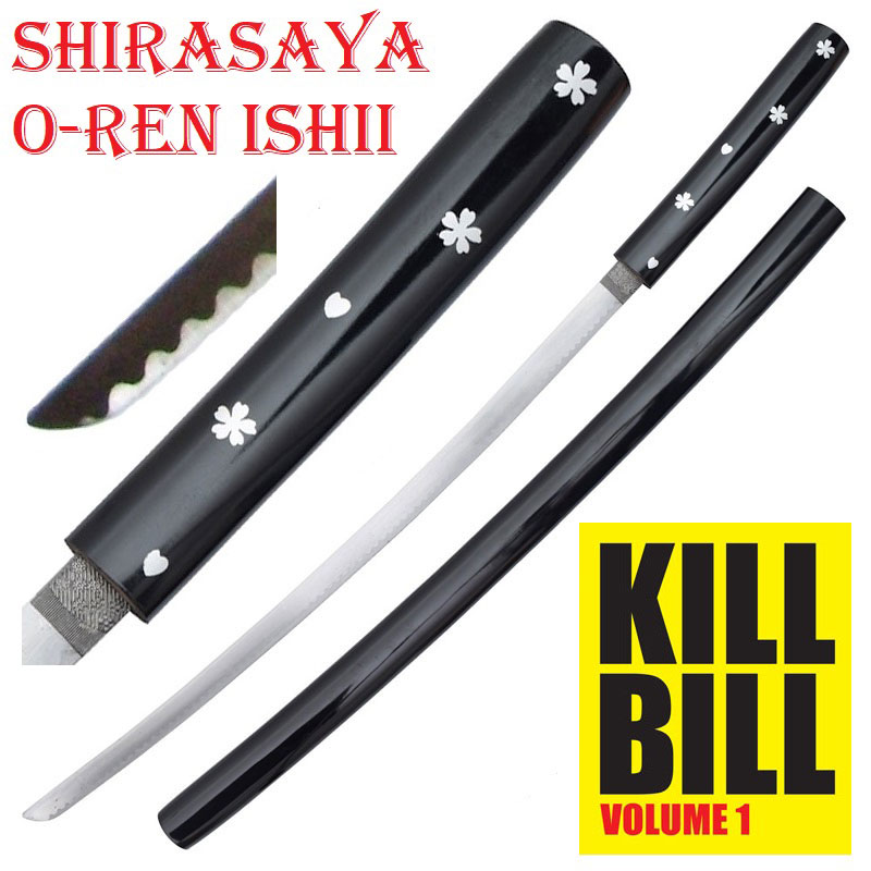 Shirasaya di o-ren ishii per cosplay - katana shirasaya in legno nero da collezione - spada giapponese ornamentale della killer mocassino acquatico del film kill bill.