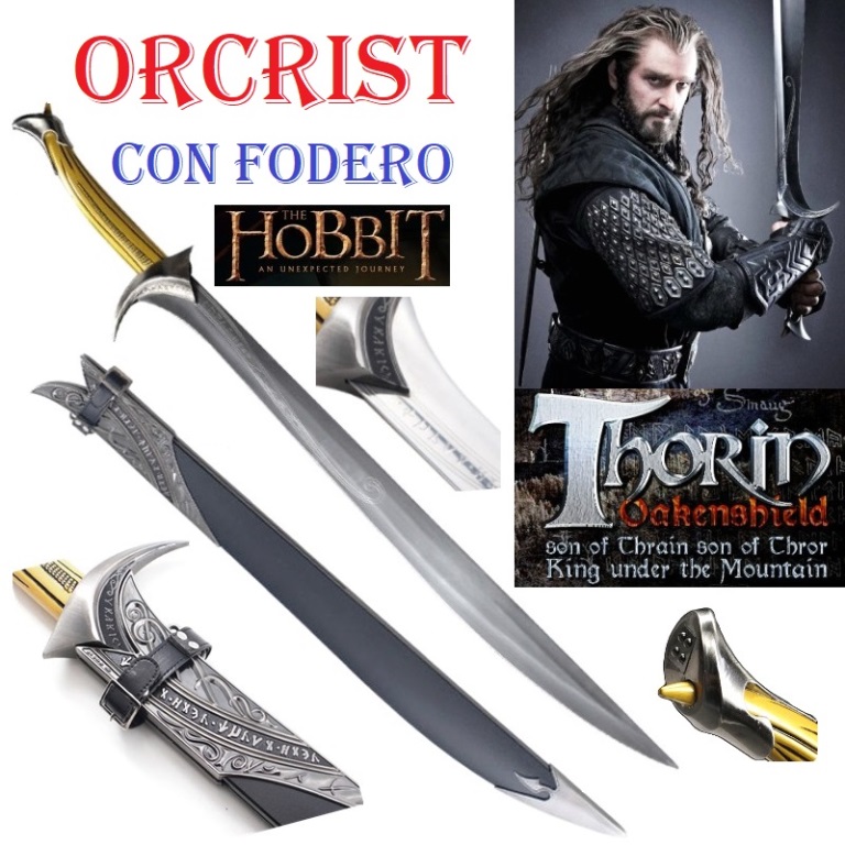 Orcrist di thorin scudodiquercia con fodero per cosplay - spada fantasy da collezione del nano thorin oakenshield dei film lo hobbit.