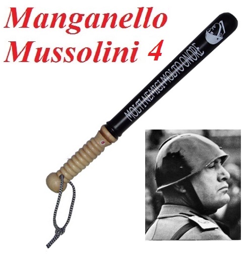 Souvenir manganello mussolini numero quattro(4) - replica da collezione di mazzacorta militare in legno nero con decorazioni fasciste.