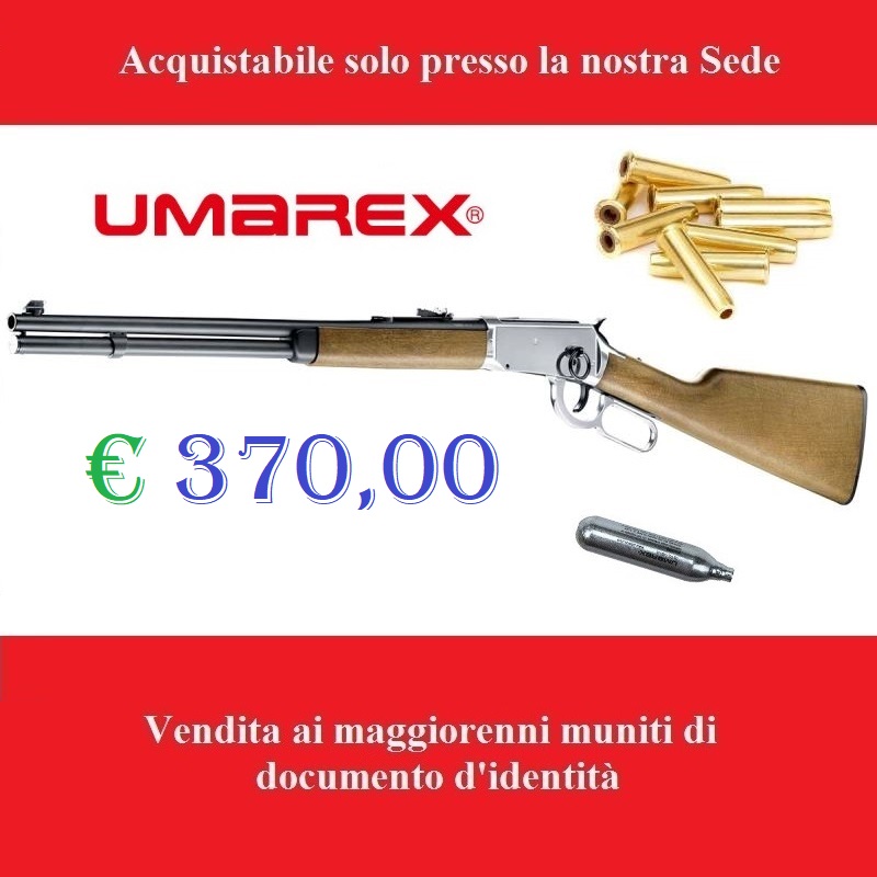 Carabina co2 umarex winchester cowboy cromata - potenza inferiore ai 7,5 joule - marca umarex  - versione depotenziata di libera vendita a maggiorenni .