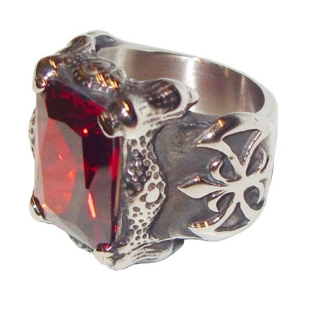 Anello red king - anello fantasy con simboli reali e gemma rossa - prodotto 100% italiano.