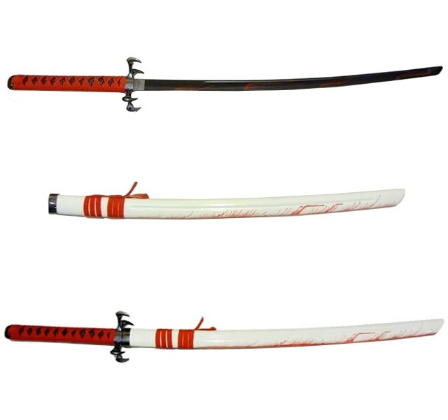 Katana artiglio di sangue bianco - spada giapponese di colore bianco con lama nera insanguinata.