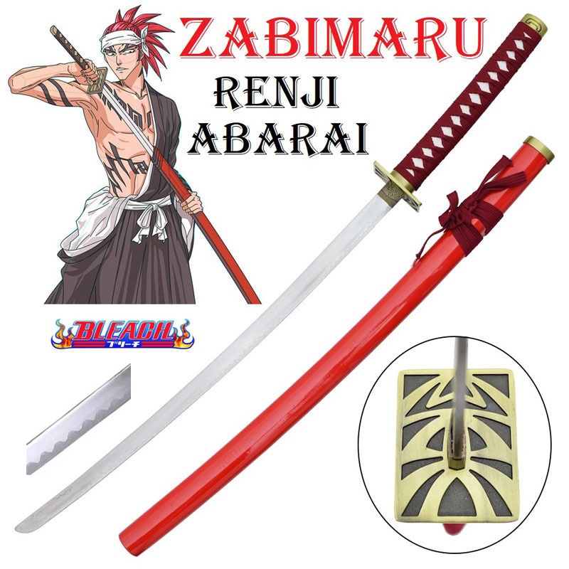 Katana zabimaru per cosplay - zanpakuto da collezione di renji abarai  - spada giapponese fantasy ornamentale coda di serpente color rosso della serie anime e manga bleach.